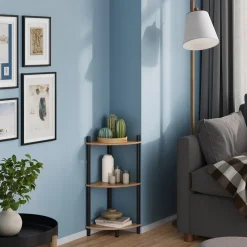 Eckregal Bivio Goldkraft Eiche/Anthrazit 29 x 72 cm mit 3 Ablagefächern Vicco