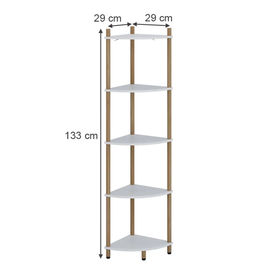 Eckregal Bivio Weiß/Kiefer 29 x 133 cm mit 5 Ablagefächern Vicco