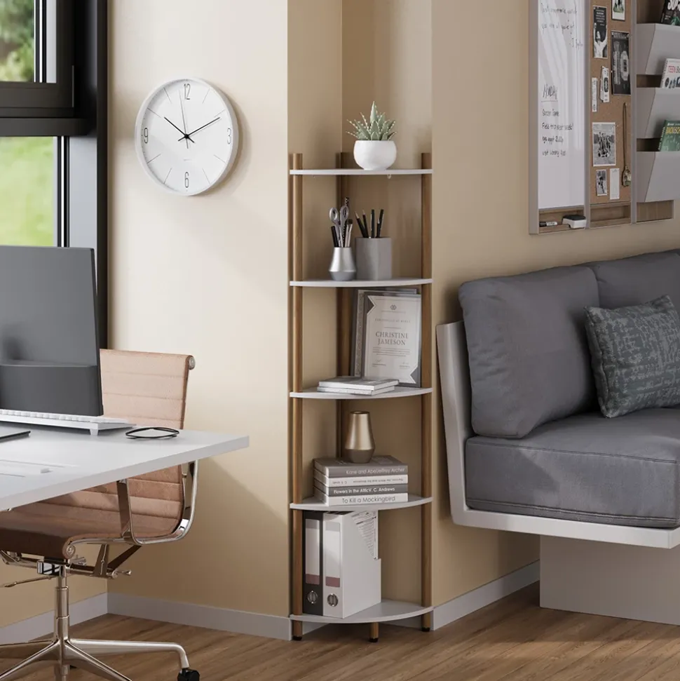 Eckregal Bivio Weiß/Kiefer 29 x 133 cm mit 5 Ablagefächern Vicco