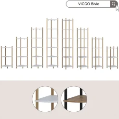 Eckregal Bivio Weiß/Kiefer 30 x 163.5 cm 6 Ablageflächen Vicco