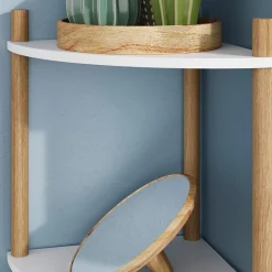 Eckregal Bivio Weiß/Kiefer 29 x 102.5 cm mit 4 Ablagefächern Vicco