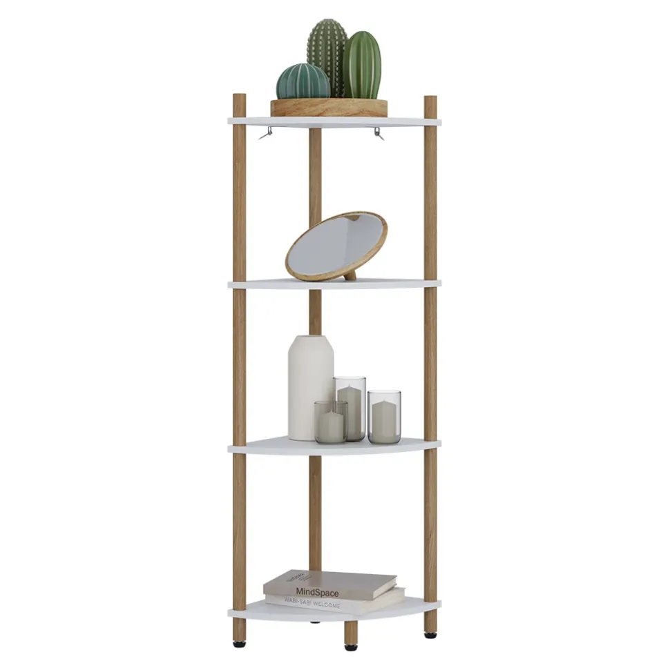 Eckregal Bivio Weiß/Kiefer 29 x 102.5 cm mit 4 Ablagefächern Vicco