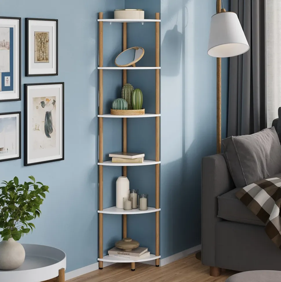 Eckregal Bivio Weiß/Kiefer 29 x 163.5 cm mit 6 Ablagefächern Vicco