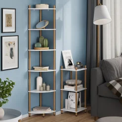 Eckregal Bivio Weiß/Kiefer 29 x 163.5 cm mit 6 Ablagefächern Vicco