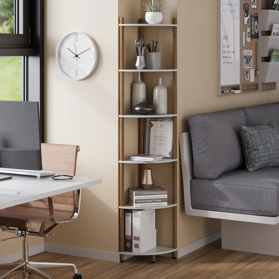 Eckregal Bivio Weiß/Kiefer 29 x 163.5 cm mit 6 Ablagefächern Vicco