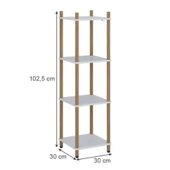 Eckregal Bivio Weiß/Kiefer 30 x 102.5 cm 4 Ablageflächen Vicco