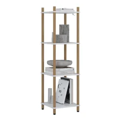 Eckregal Bivio Weiß/Kiefer 30 x 102.5 cm 4 Ablageflächen Vicco