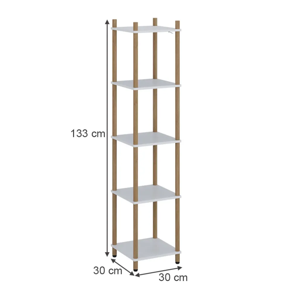 Eckregal Bivio Weiß/Kiefer 30 x 133 cm 5 Ablageflächen Vicco