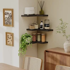 Eckregal Curva Schwarz 40.5 x 2.5 cm 3er Set Vicco