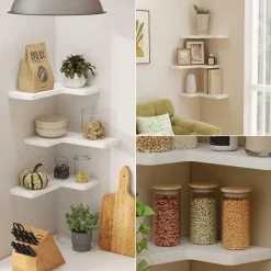 Eckregal Curva Weiß 40.5 x 2.5 cm 3er Set Vicco