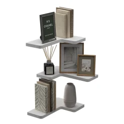 Eckregal Curva Weiß 40.5 x 2.5 cm 3er Set Vicco