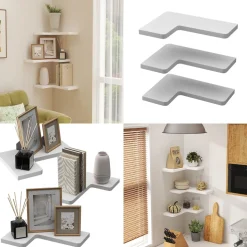 Eckregal Curva Weiß 40.5 x 2.5 cm 3er Set Vicco