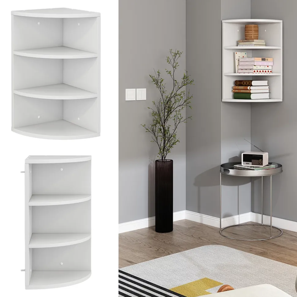 Eckregal Fabienne Weiß 30 x 60 cm 3 Fächern Vicco