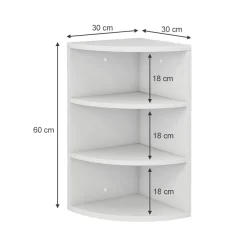 Eckregal Fabienne Weiß 30 x 60 cm 3 Fächern Vicco