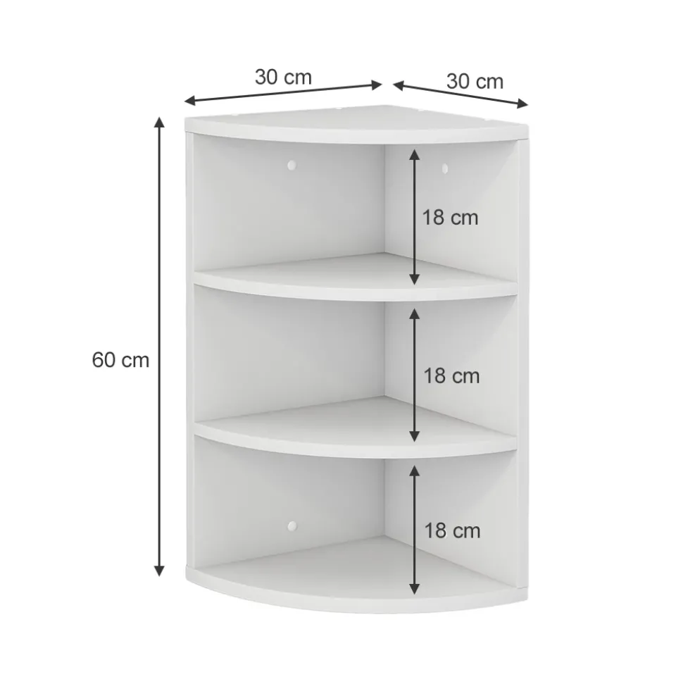 Eckregal Fabienne Weiß 30 x 60 cm 3 Fächern Vicco
