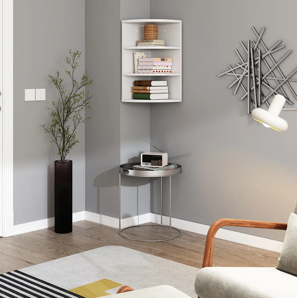 Eckregal Fabienne Weiß 30 x 60 cm 3 Fächern Vicco