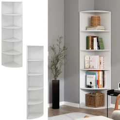 Eckregal Fabienne Weiß 40 x 180 cm mit 5 Fächern Vicco