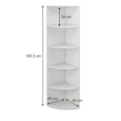 Eckregal Fabienne Weiß 40 x 180 cm mit 5 Fächern Vicco