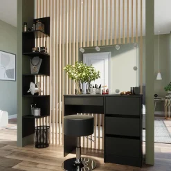 Eckregal Paolo Schwarz 28 x 175.4 cm mit 5 Fächern Vicco