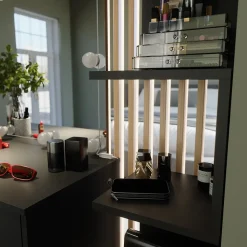 Eckregal Paolo Schwarz 28 x 175.4 cm mit 5 Fächern Vicco