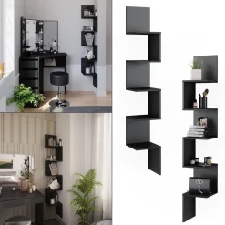 Eckregal Paolo Schwarz 28 x 175.4 cm mit 5 Fächern Vicco