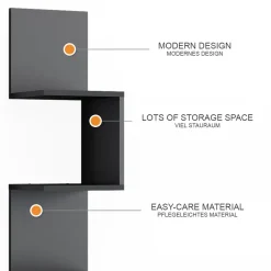 Eckregal Paolo Schwarz 28 x 175.4 cm mit 5 Fächern Vicco