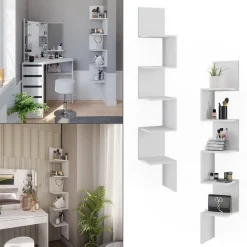 Eckregal Paolo Weiß 28 x 175.4 cm mit 5 Fächern Vicco