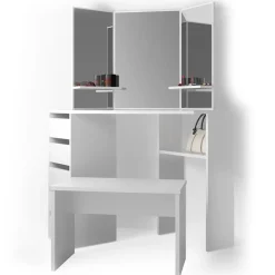 Eckschminktisch Arielle Weiß 110 cm mit Bank Vicco