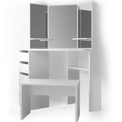 Eckschminktisch Arielle Weiß 110 cm mit Bank Vicco