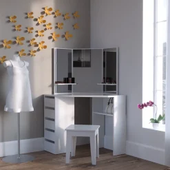 Eckschminktisch Arielle Weiß 110 cm Vicco