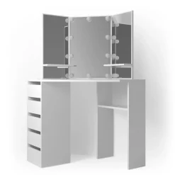 Eckschminktisch Arielle Weiß 110 cm mit LED Beleuchtung Vicco