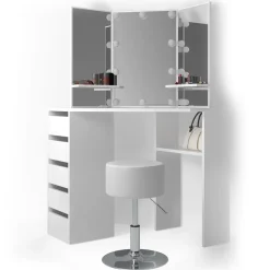 Eckschminktisch Arielle Weiß 110 cm mit Hocker Vicco