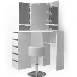 Eckschminktisch Arielle Weiß 110 cm mit Hocker Vicco