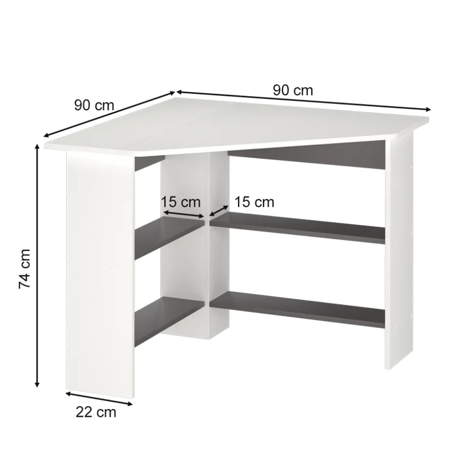 Eckschreibtisch Arion Weiß 90 x 90 cm Vicco