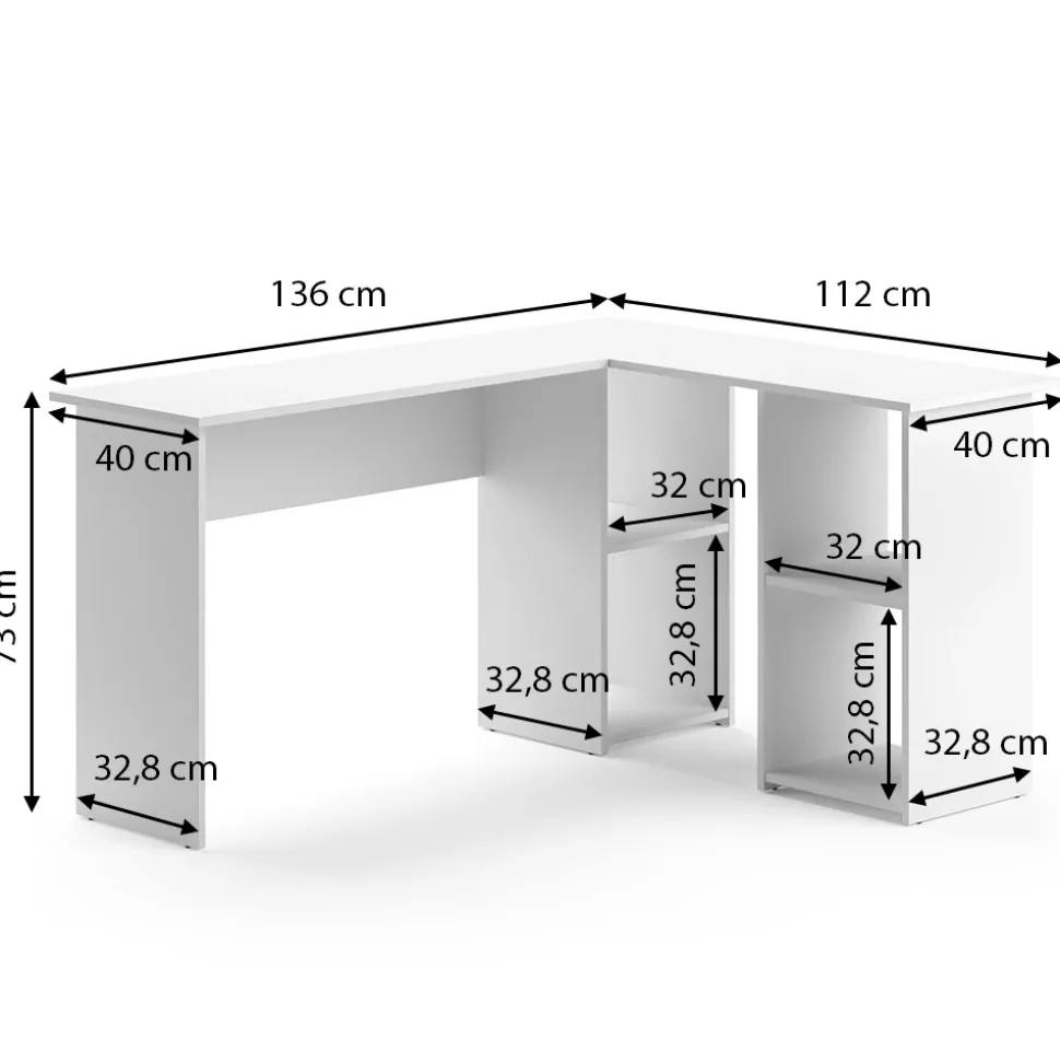 Eckschreibtisch Carlo Weiß 136 x 112 cm Vicco