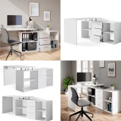 Eckschreibtisch Dante Weiß 215 x 60 cm Vicco