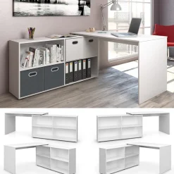Eckschreibtisch FlexPlus Weiß 137 x 60 cm Vicco