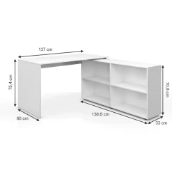 Eckschreibtisch FlexPlus Weiß 137 x 60 cm Vicco