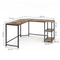 Eckschreibtisch Fyrk Antikholz 138 x 50 cm Vicco