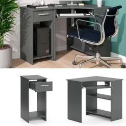 Eckschreibtisch Odin Anthrazit 83 x 76 cm Set mit PC-Schrank Vicco