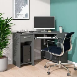 Eckschreibtisch Odin Anthrazit 83 x 76 cm Set mit PC-Schrank Vicco