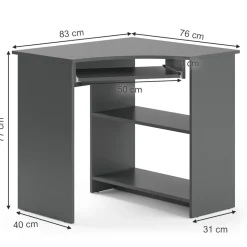 Eckschreibtisch Odin Anthrazit 83 x 76 cm Vicco