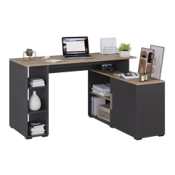 Eckschreibtisch Rudy Anthrazit/Artisan 135 x 110 cm mit Regalen Vicco