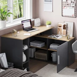 Eckschreibtisch Rudy Anthrazit/Artisan 135 x 110 cm mit Regalen Vicco