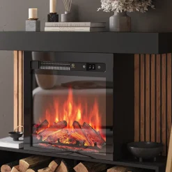 Elektrokamin Lynea Schwarz 100 cm mit realistischem Flammeneffekt und Heizung 1800W Vicco