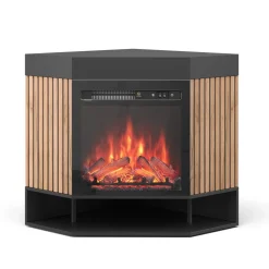 Elektrokamin Lynea Schwarz 100 cm mit realistischem Flammeneffekt und Heizung 1800W Vicco