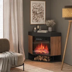 Elektrokamin Lynea Schwarz 100 cm mit realistischem Flammeneffekt und Heizung 1800W Vicco