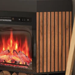 Elektrokamin Lynea Schwarz 100 cm mit realistischem Flammeneffekt und Heizung 1800W Vicco