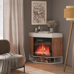 Elektrokamin Lynea Weiß 100 cm mit realistischem Flammeneffekt und Heizung 1800W Vicco