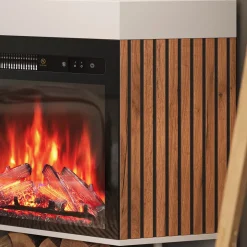 Elektrokamin Lynea Weiß 100 cm mit realistischem Flammeneffekt und Heizung 1800W Vicco